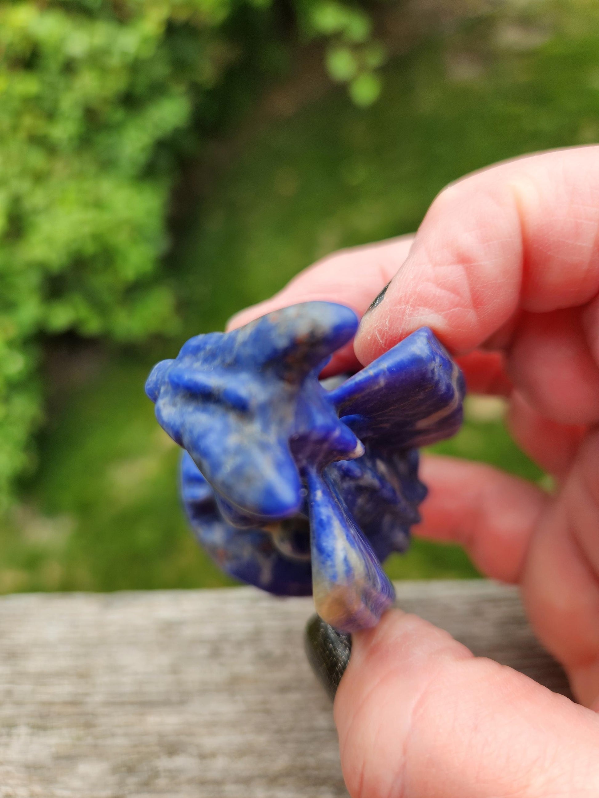 Sodalite Crystal Dragon Carving - DnD, Decor