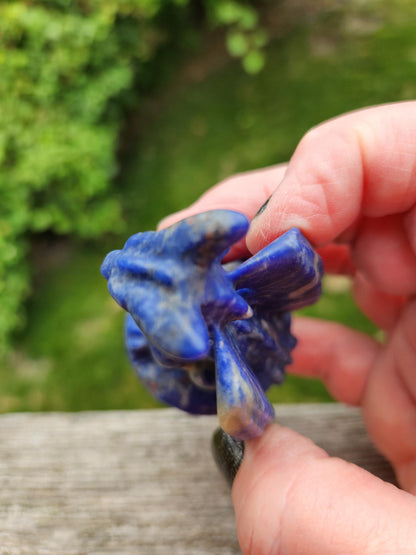 Sodalite Crystal Dragon Carving - DnD, Decor