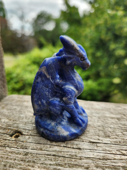 Sodalite Crystal Dragon Carving - DnD, Decor