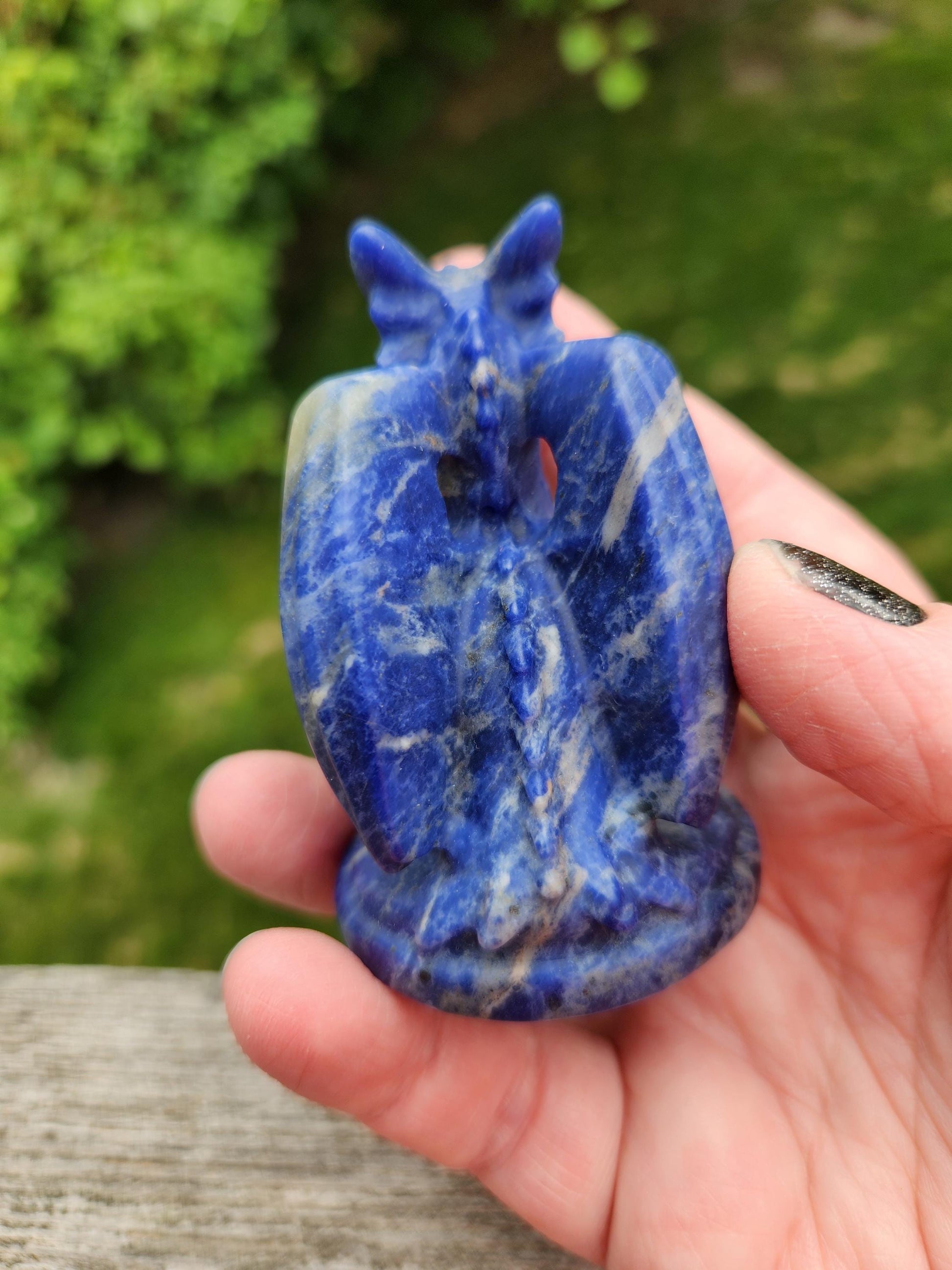 Sodalite Crystal Dragon Carving - DnD, Decor