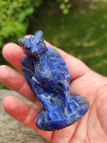 Sodalite Crystal Dragon Carving - DnD, Decor