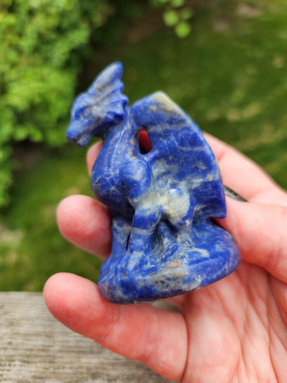 Sodalite Crystal Dragon Carving - DnD, Decor