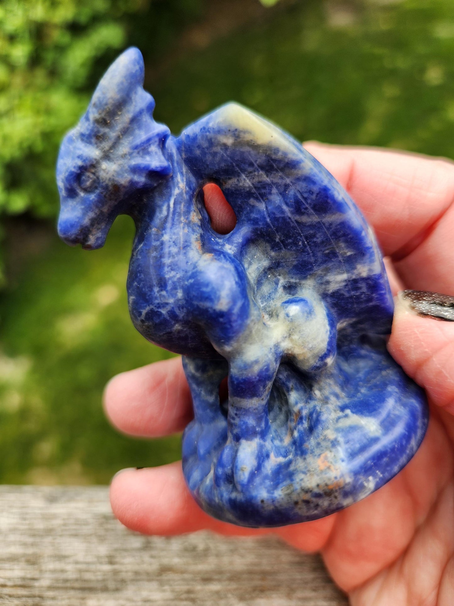 Sodalite Crystal Dragon Carving - DnD, Decor