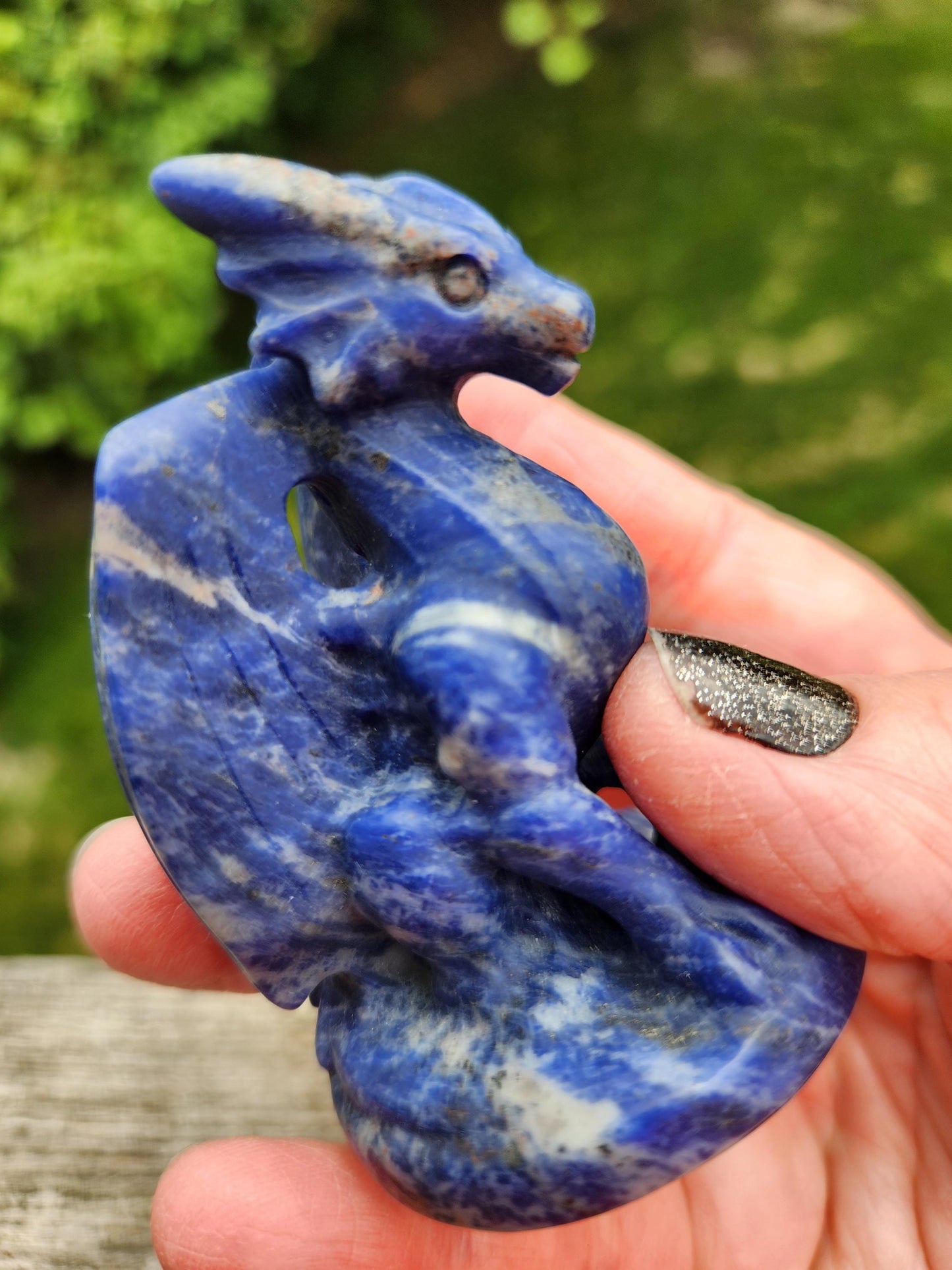 Sodalite Crystal Dragon Carving - DnD, Decor