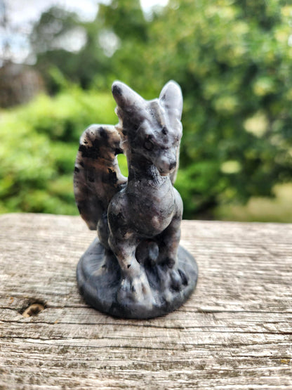 Larvakite Crystal Dragon Carving - DnD, Decor