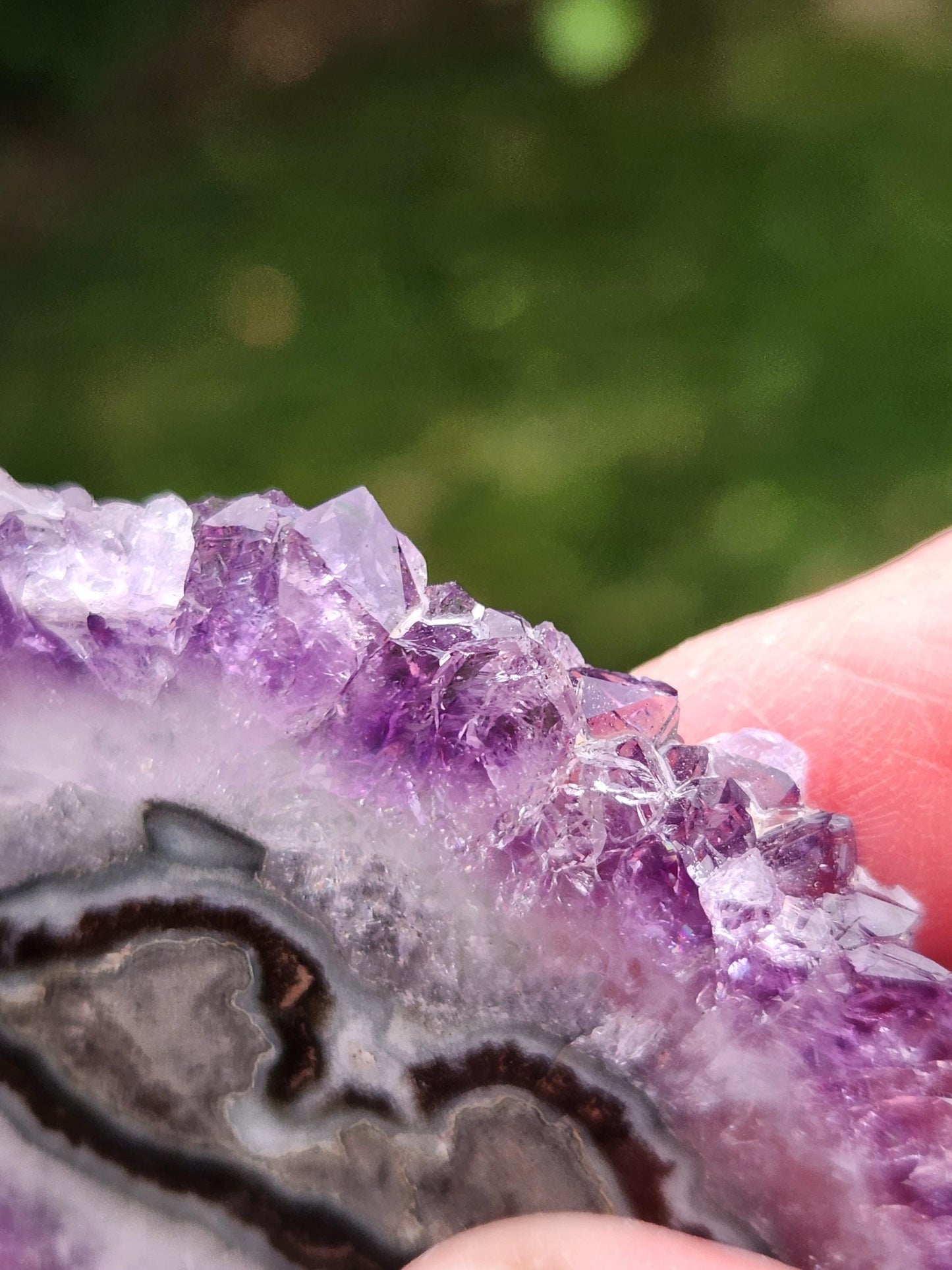 Purple Amethyst Slice Crystal Specimen with Stand, Large