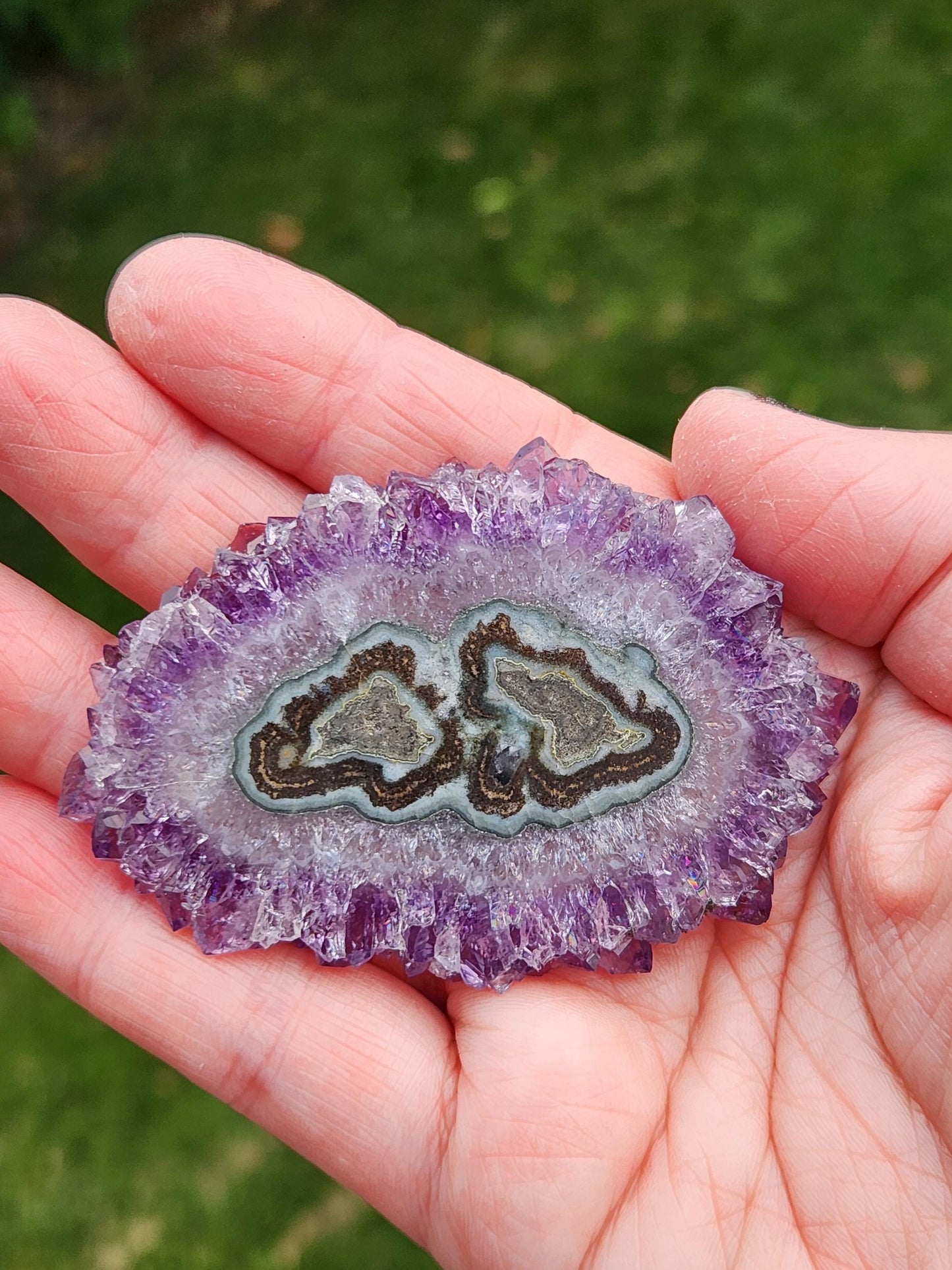 Purple Amethyst Slice Crystal Specimen with Stand, Large