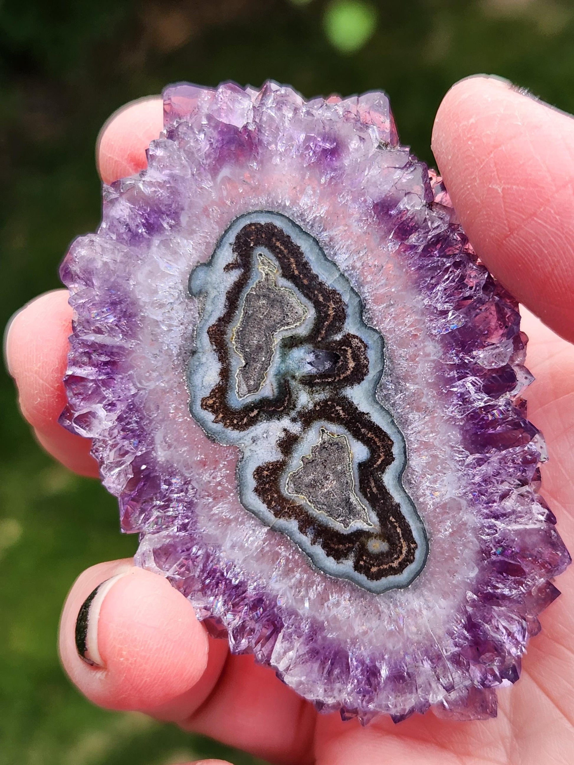 Purple Amethyst Slice Crystal Specimen with Stand, Large