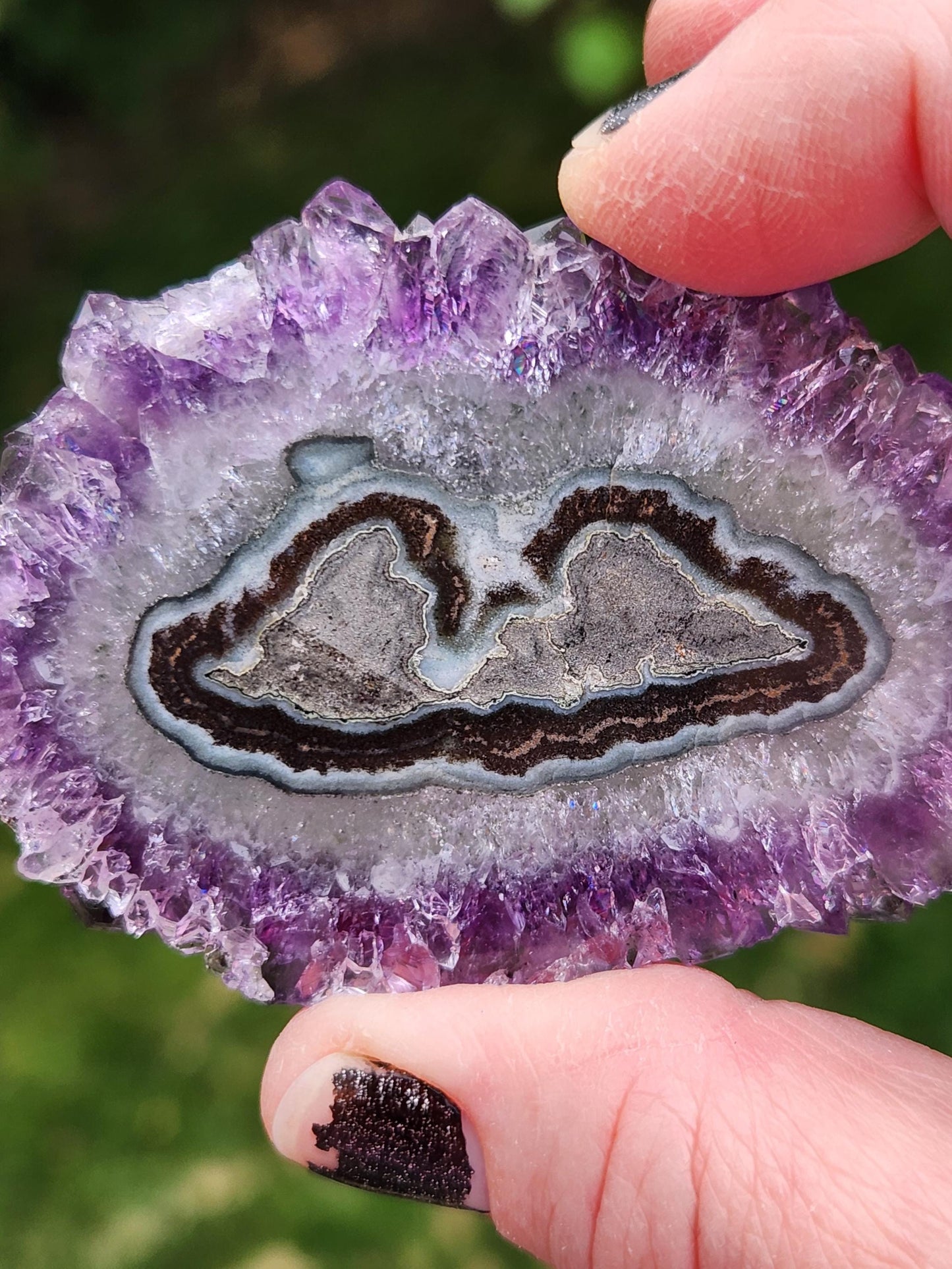 Purple Amethyst Slice Crystal Specimen with Stand, Large