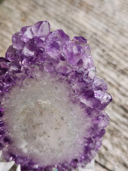 Purple Amethyst Slice Crystal Specimen with Stand, Medium