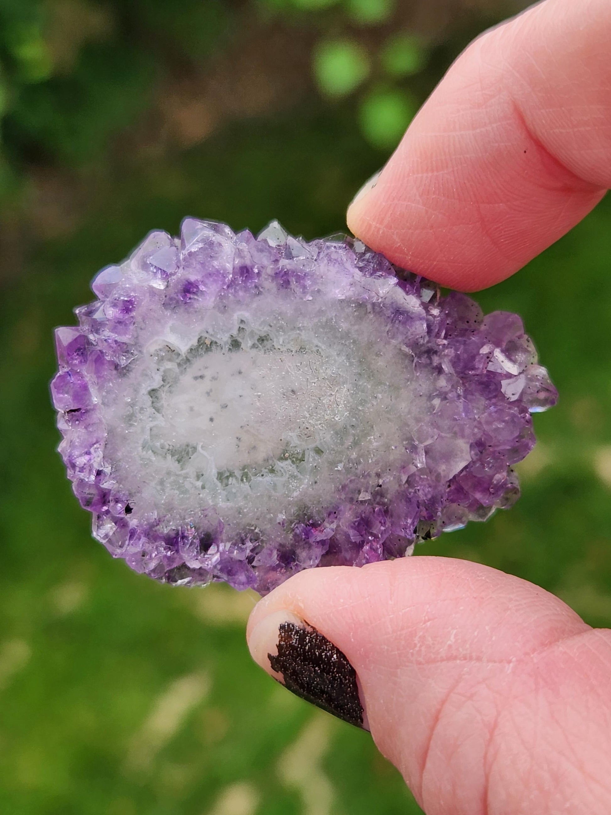 Purple Amethyst Slice Crystal Specimen with Stand, Medium