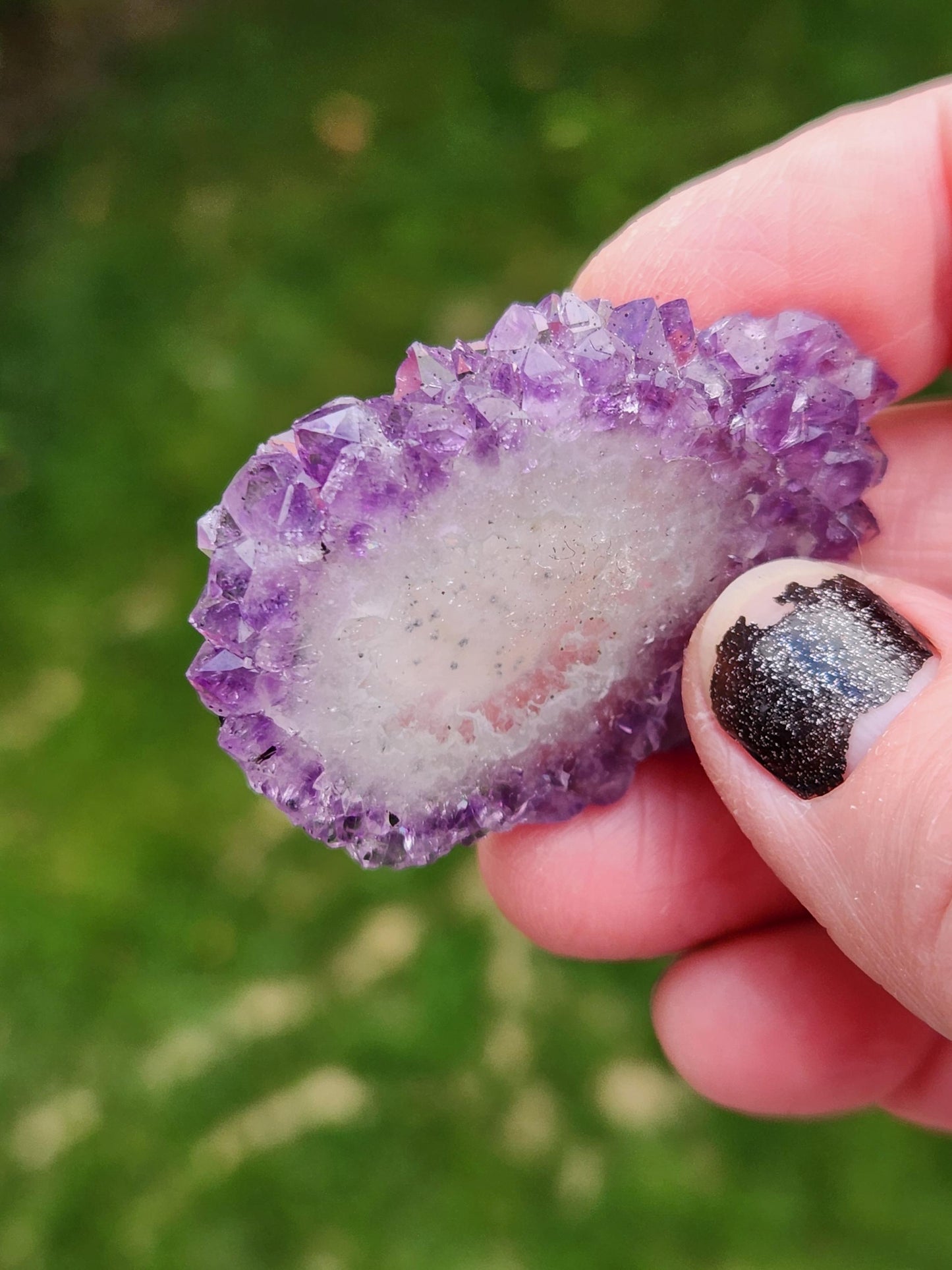 Purple Amethyst Slice Crystal Specimen with Stand, Medium