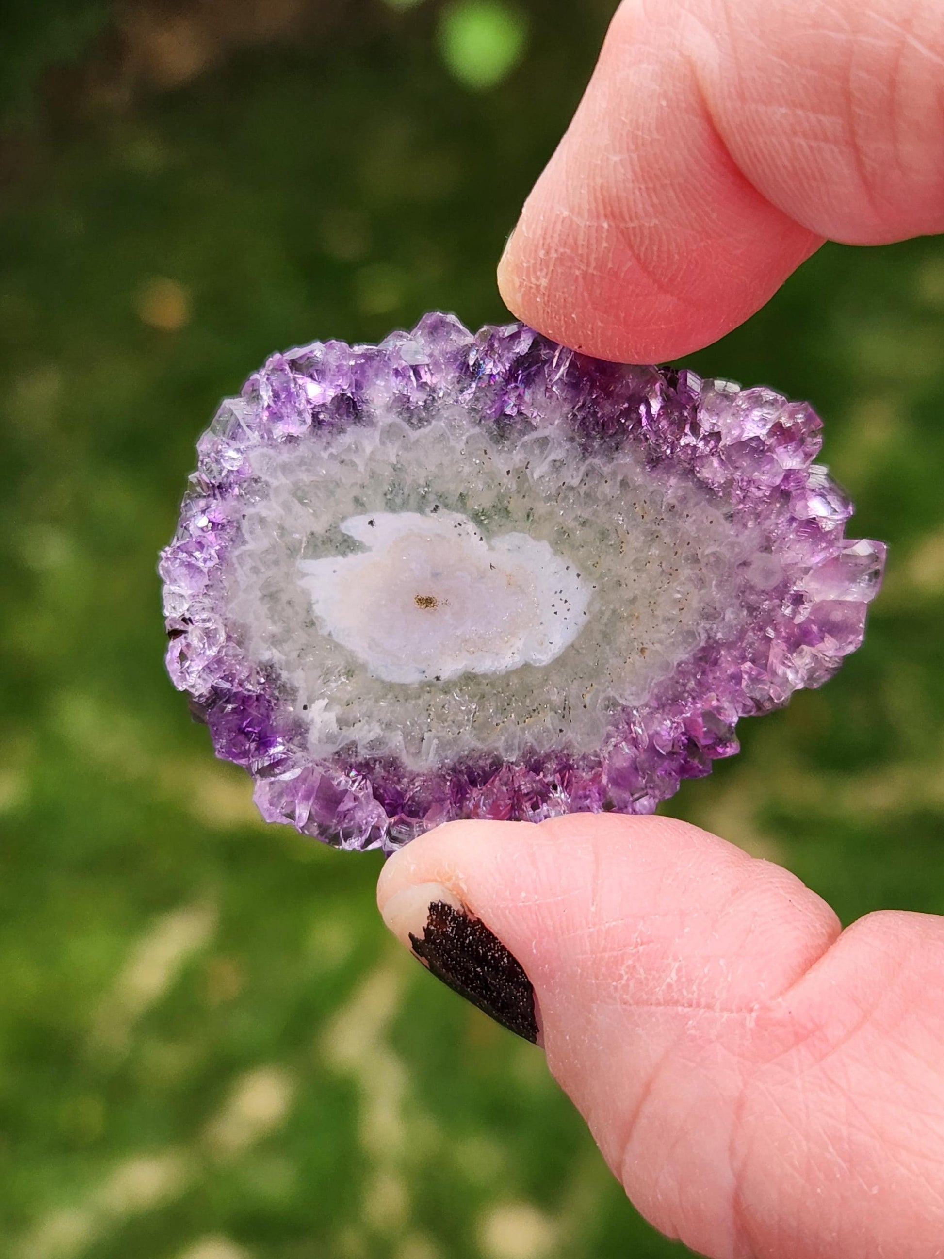 Purple Amethyst Slice Crystal Specimen with Stand, Medium