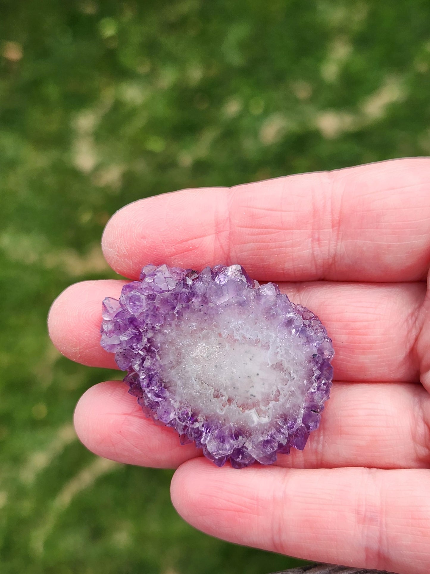 Purple Amethyst Slice Crystal Specimen with Stand, Medium