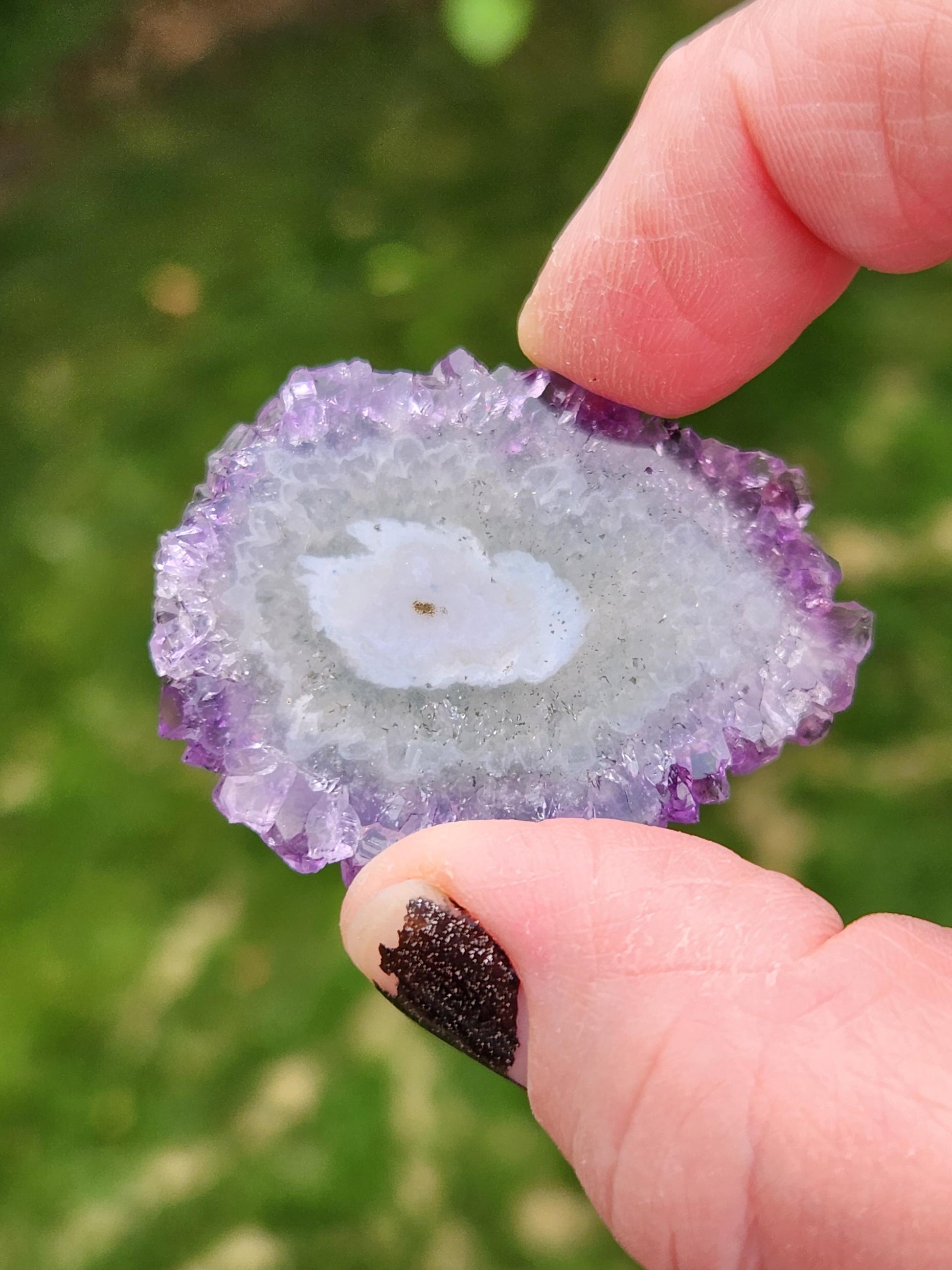 Purple Amethyst Slice Crystal Specimen with Stand, Medium