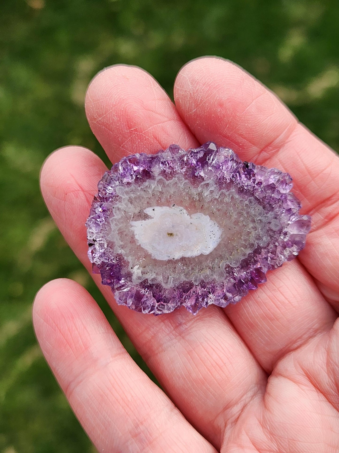 Purple Amethyst Slice Crystal Specimen with Stand, Medium