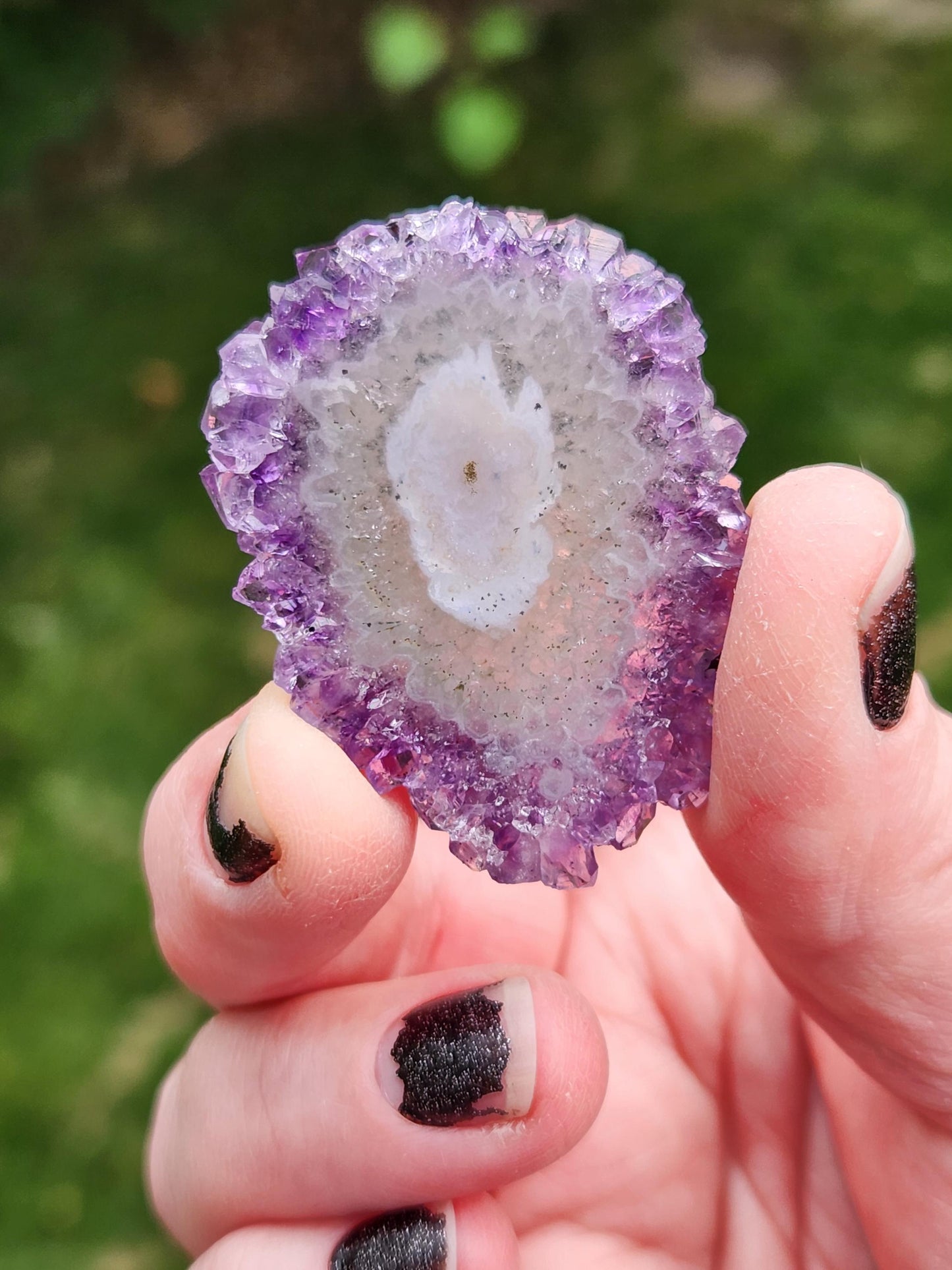 Purple Amethyst Slice Crystal Specimen with Stand, Medium