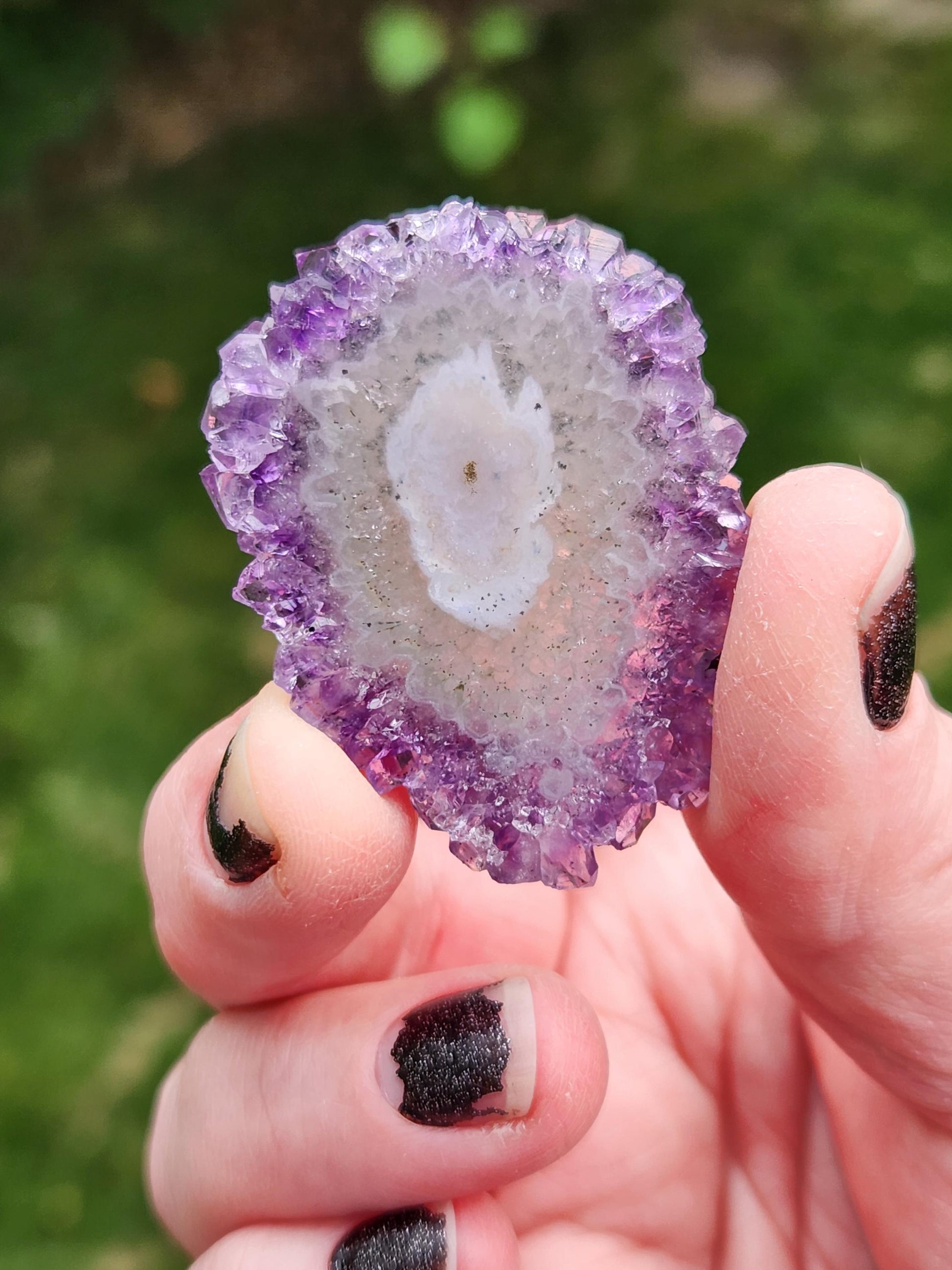 Purple Amethyst Slice Crystal Specimen with Stand, Medium