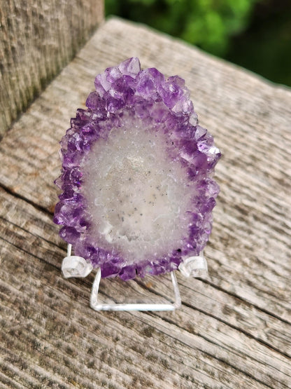Purple Amethyst Slice Crystal Specimen with Stand, Medium