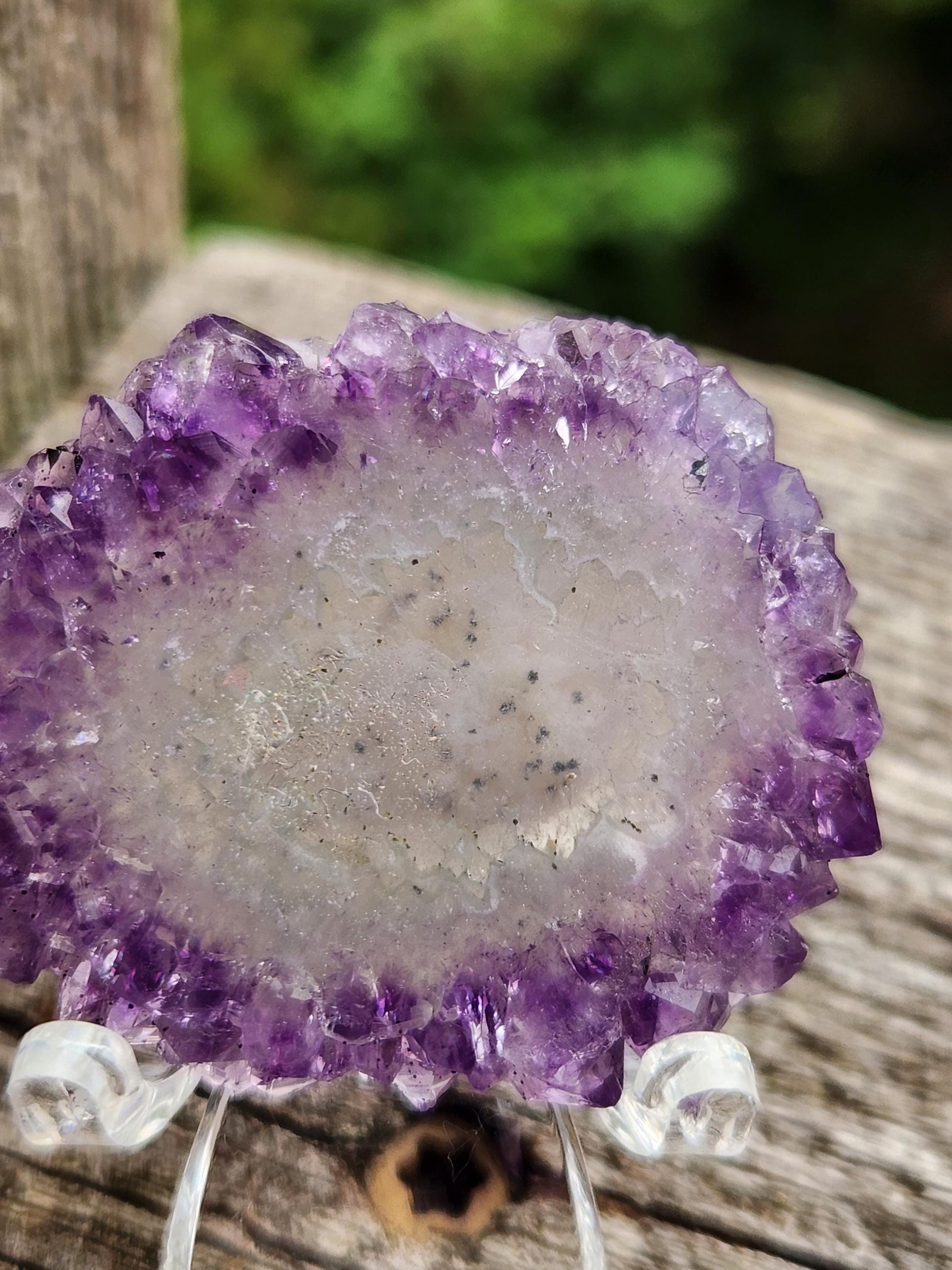 Purple Amethyst Slice Crystal Specimen with Stand, Medium