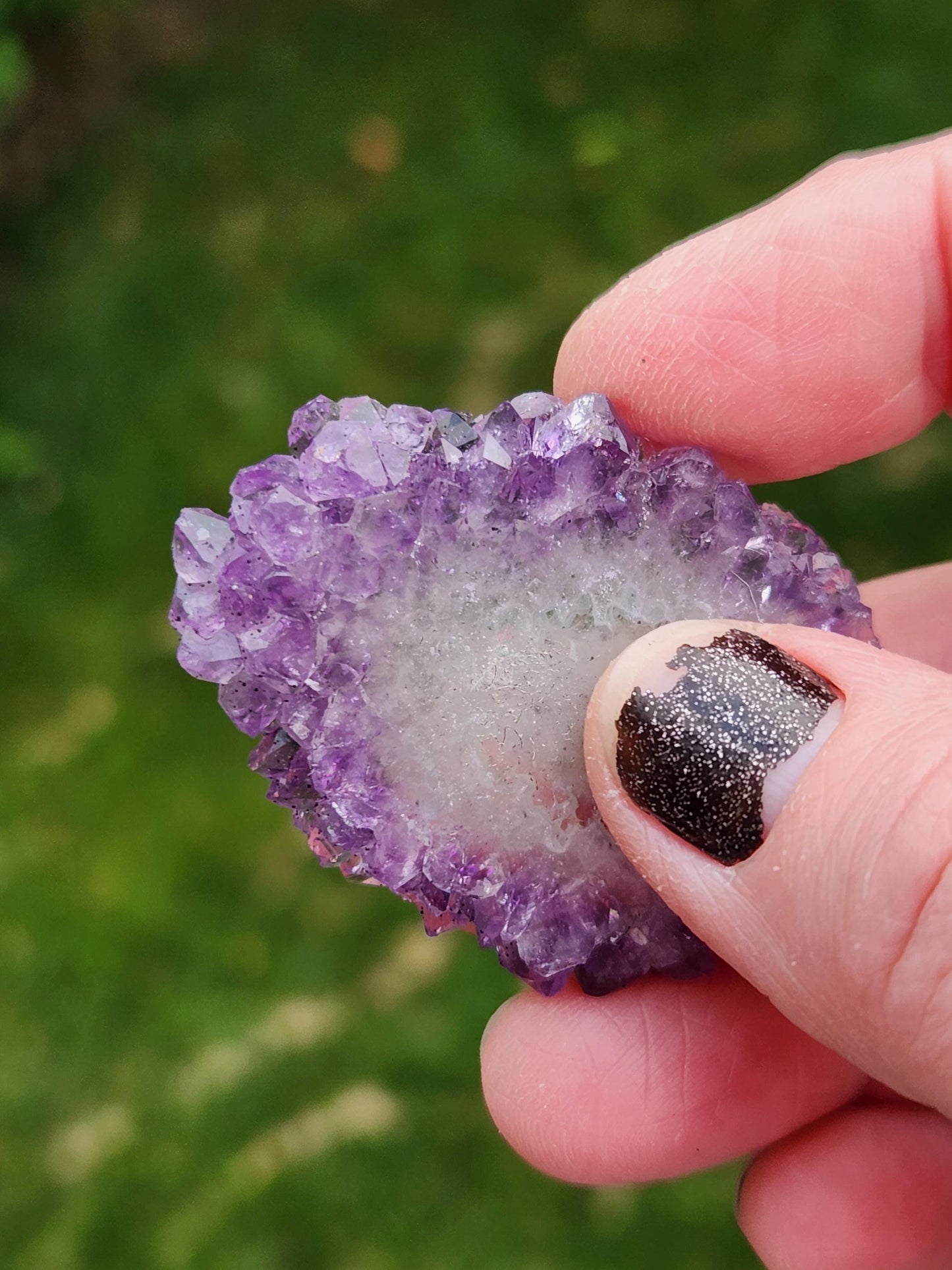 Purple Amethyst Slice Crystal Specimen with Stand, Medium