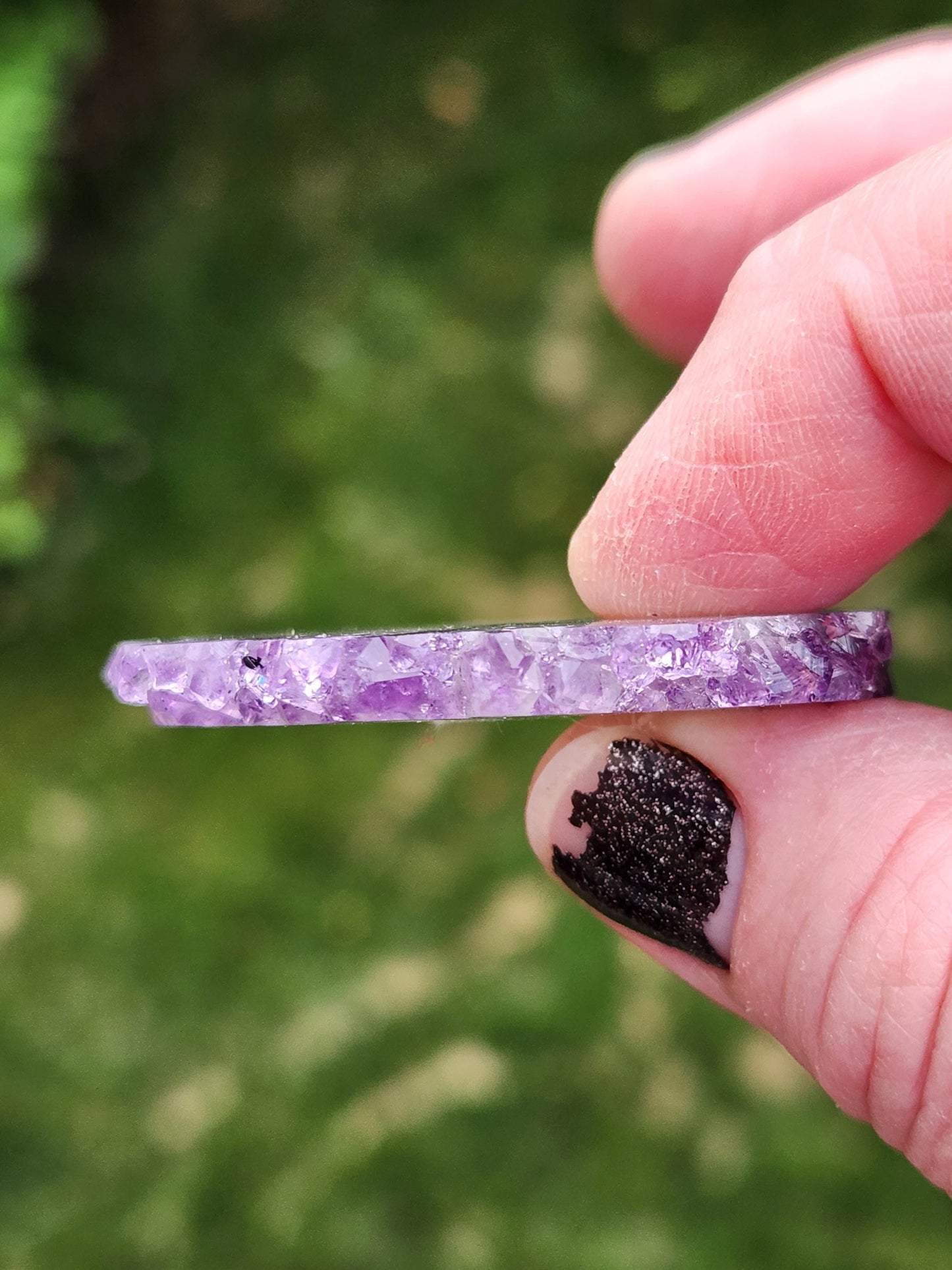 Purple Amethyst Slice Crystal Specimen with Stand, Medium