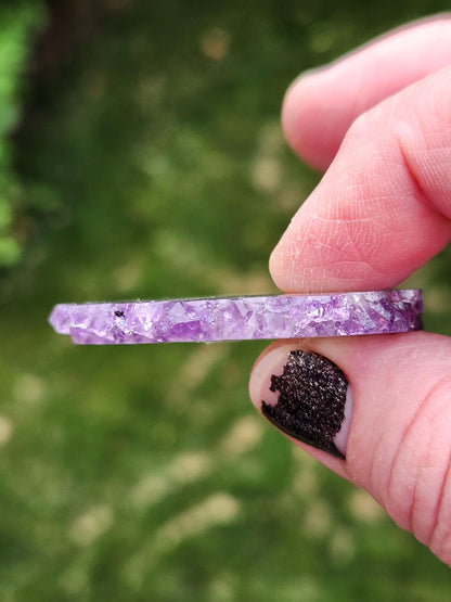 Purple Amethyst Slice Crystal Specimen with Stand, Medium