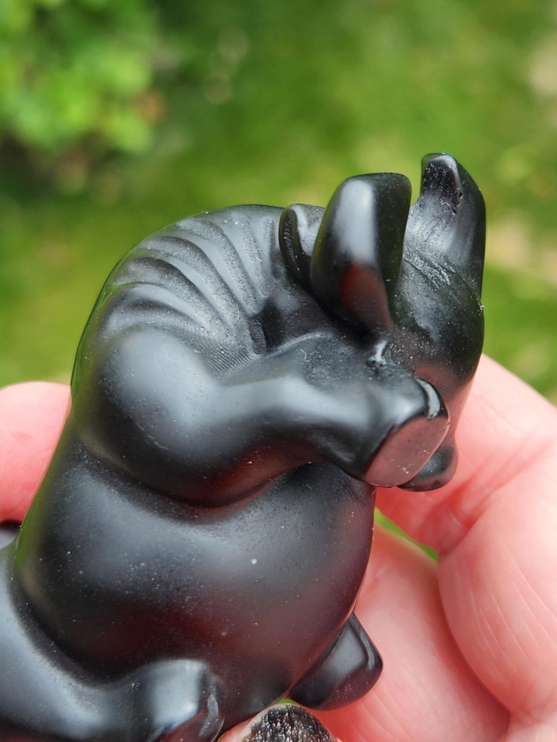Black Obsidian Crystal Charging Bull, Taurus, Ox