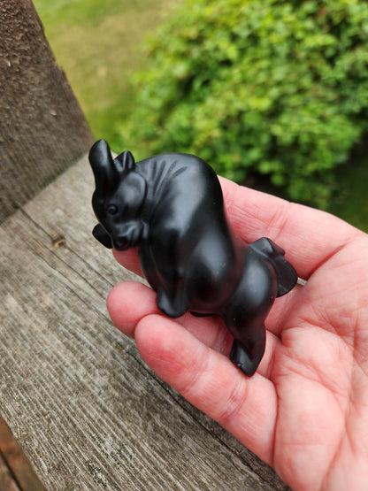 Black Obsidian Crystal Charging Bull, Taurus, Ox