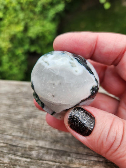 Moss Agate Clear Quartz Small Crystal Skull