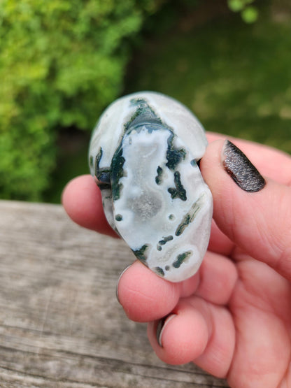 Moss Agate Clear Quartz Small Crystal Skull