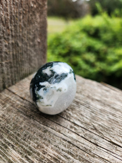 Moss Agate Clear Quartz Small Crystal Skull