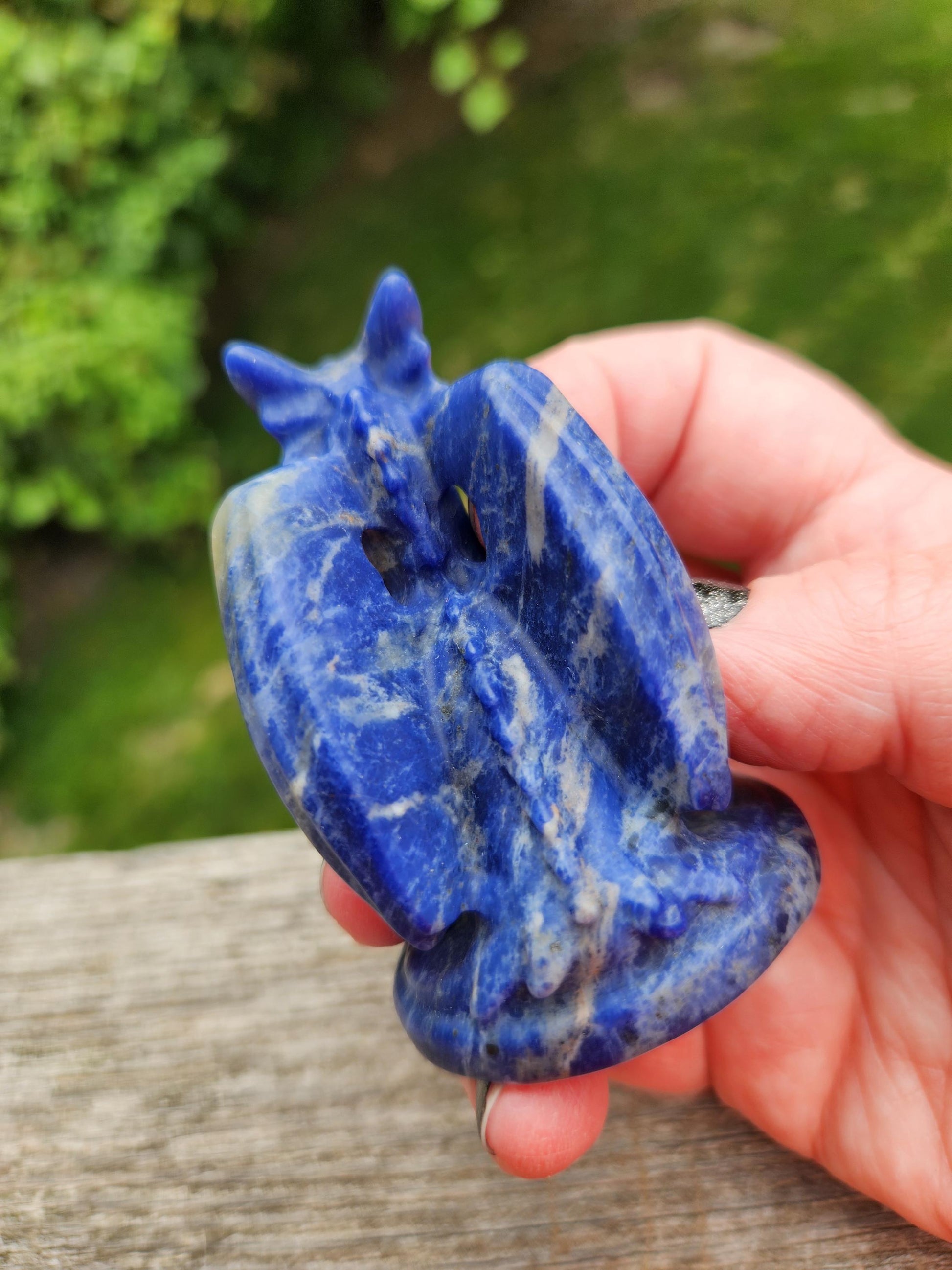 Sodalite Crystal Dragon Carving - DnD, Decor