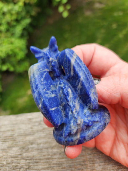 Sodalite Crystal Dragon Carving - DnD, Decor