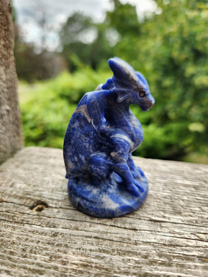 Sodalite Crystal Dragon Carving - DnD, Decor