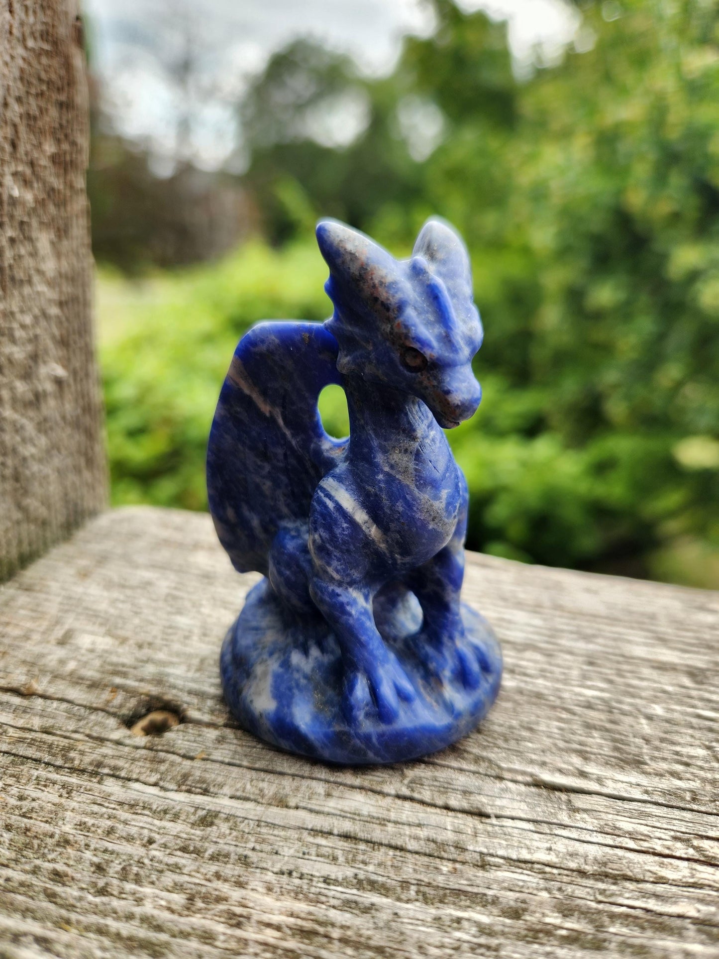 Sodalite Crystal Dragon Carving - DnD, Decor