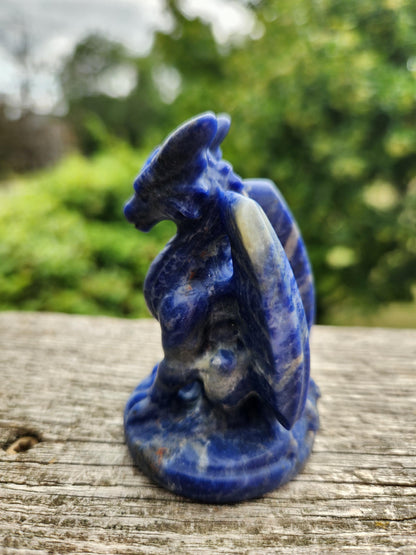 Sodalite Crystal Dragon Carving - DnD, Decor