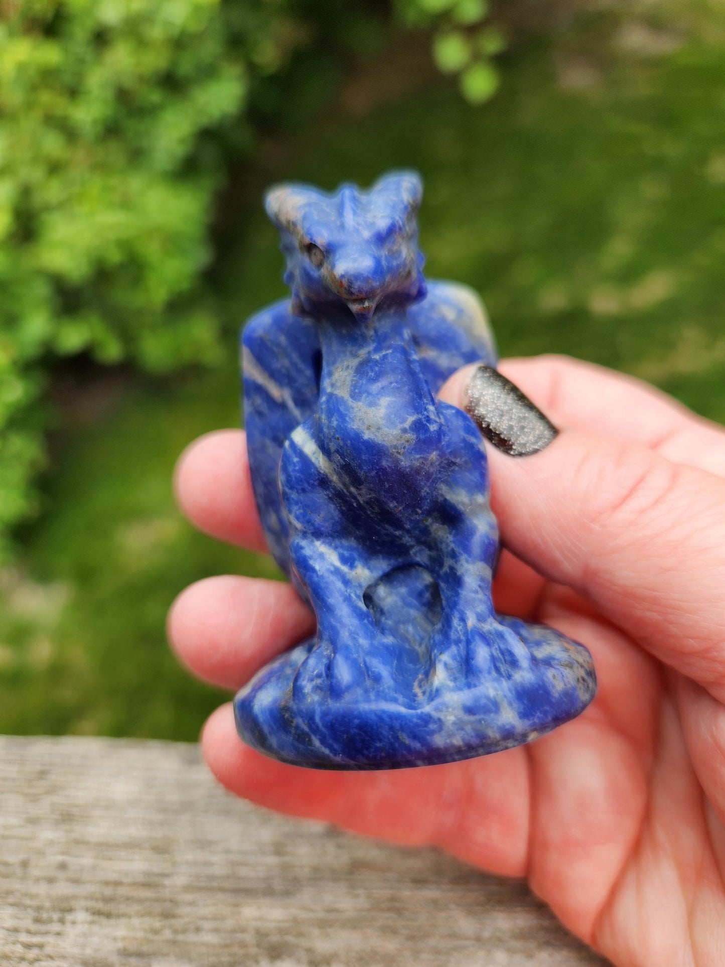Sodalite Crystal Dragon Carving - DnD, Decor