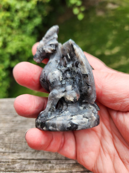 Larvakite Crystal Dragon Carving - DnD, Decor