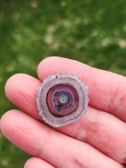 Light Purple Amethyst Slice Crystal Specimen with Stand, Small