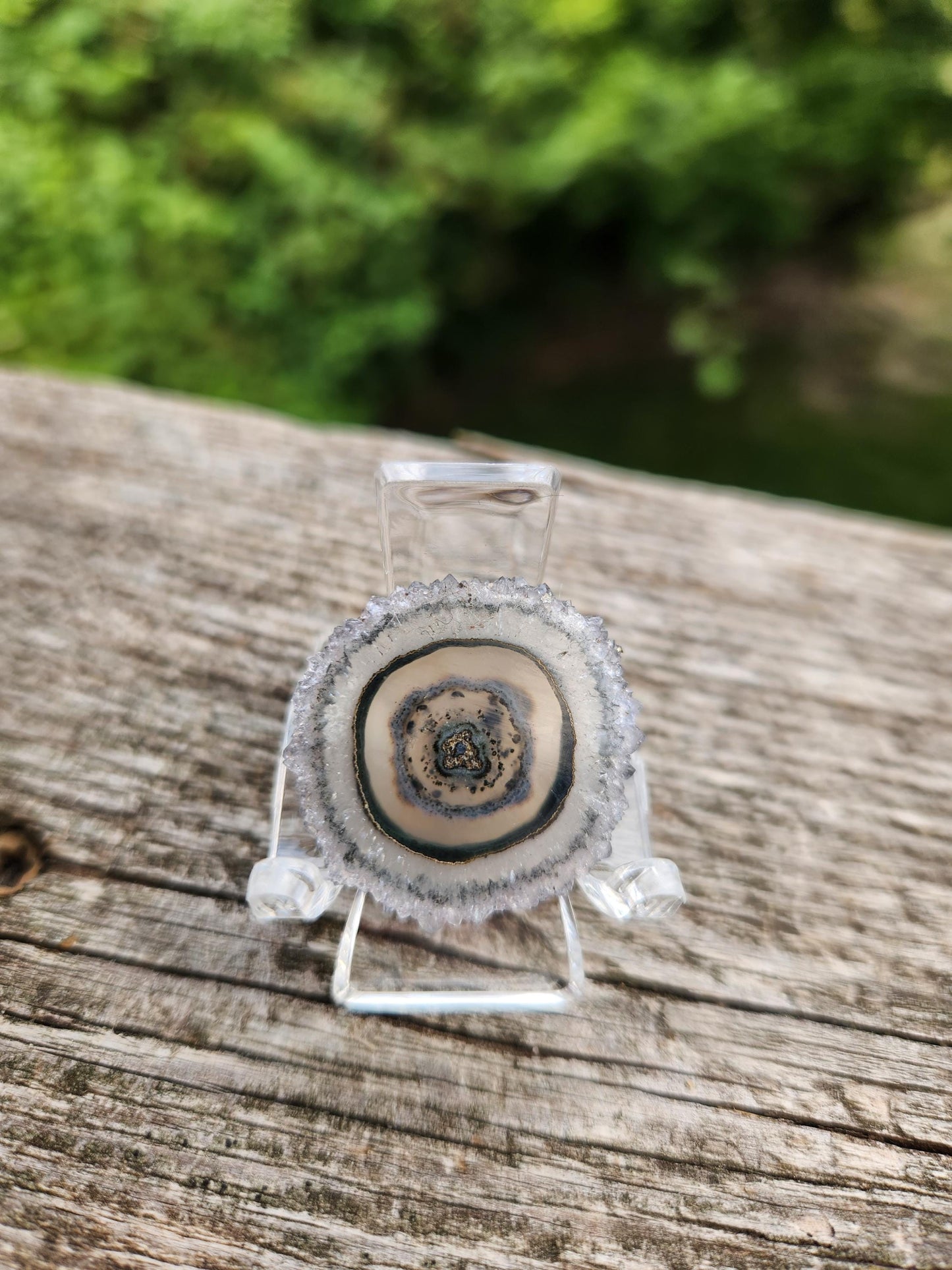 Light Purple Amethyst Slice Crystal Specimen with Stand, Small