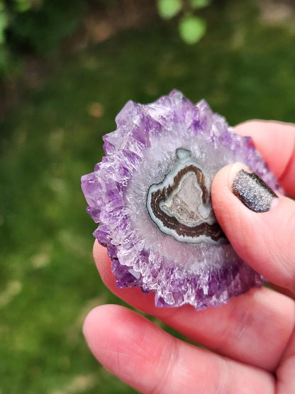 Purple Amethyst Slice Crystal Specimen with Stand, Large