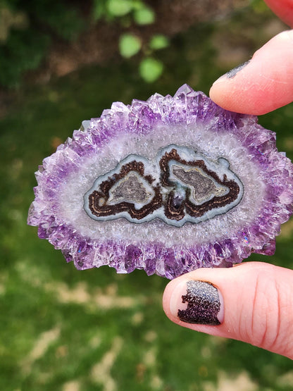 Purple Amethyst Slice Crystal Specimen with Stand, Large