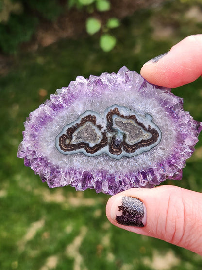 Purple Amethyst Slice Crystal Specimen with Stand, Large