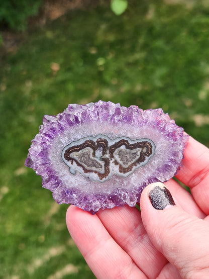 Purple Amethyst Slice Crystal Specimen with Stand, Large