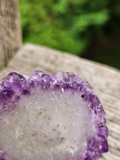 Purple Amethyst Slice Crystal Specimen with Stand, Medium