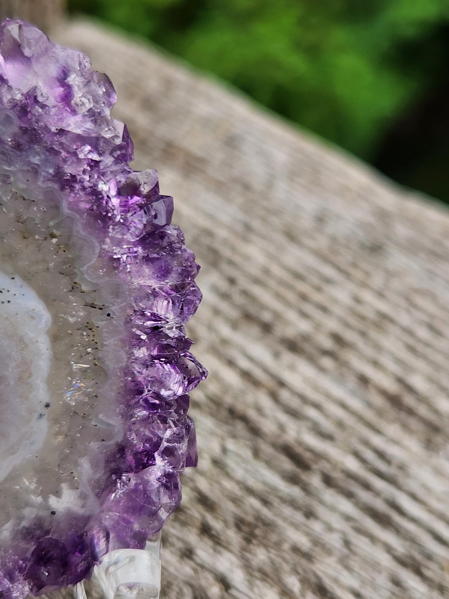 Purple Amethyst Slice Crystal Specimen with Stand, Medium