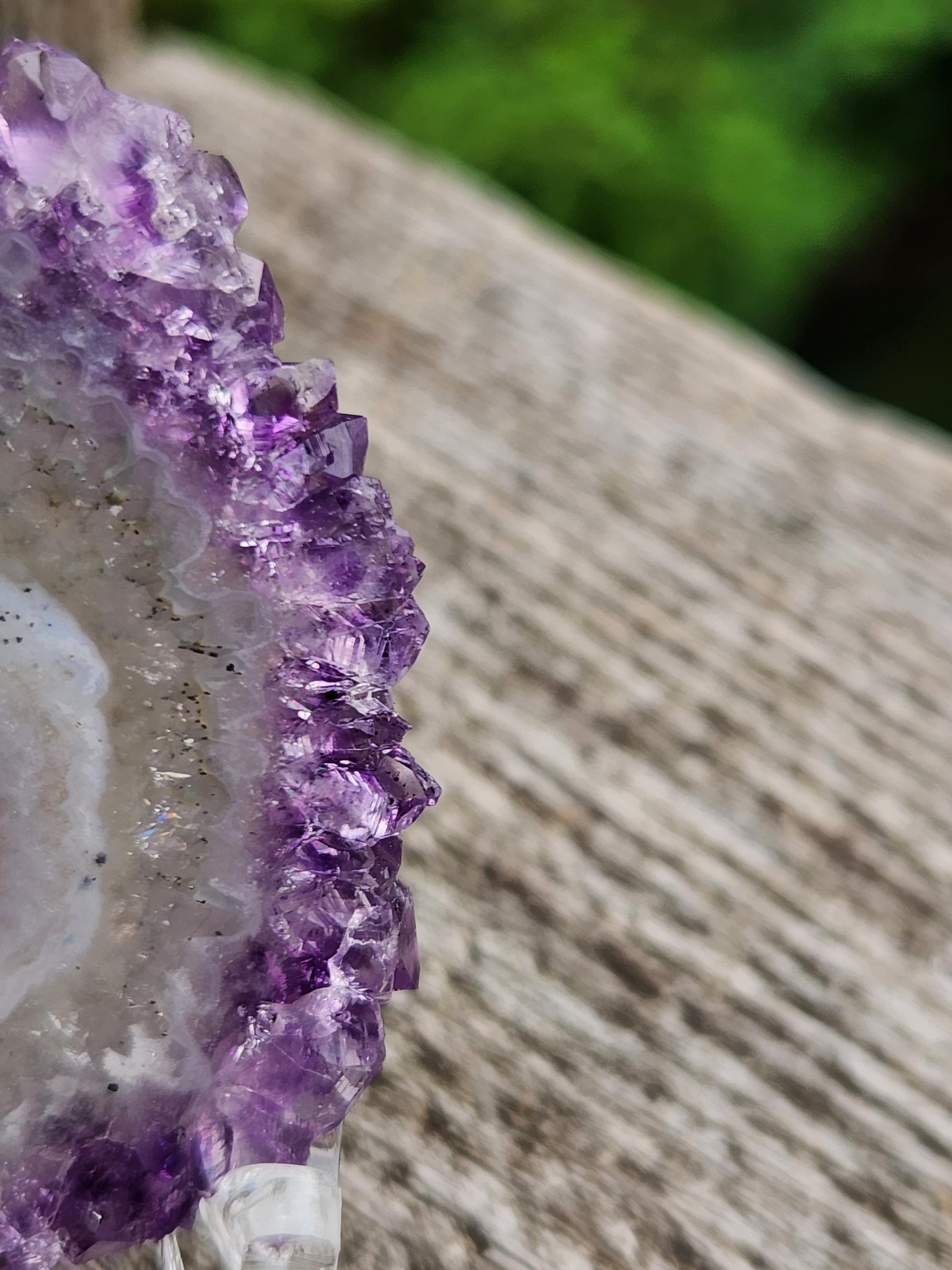 Purple Amethyst Slice Crystal Specimen with Stand, Medium