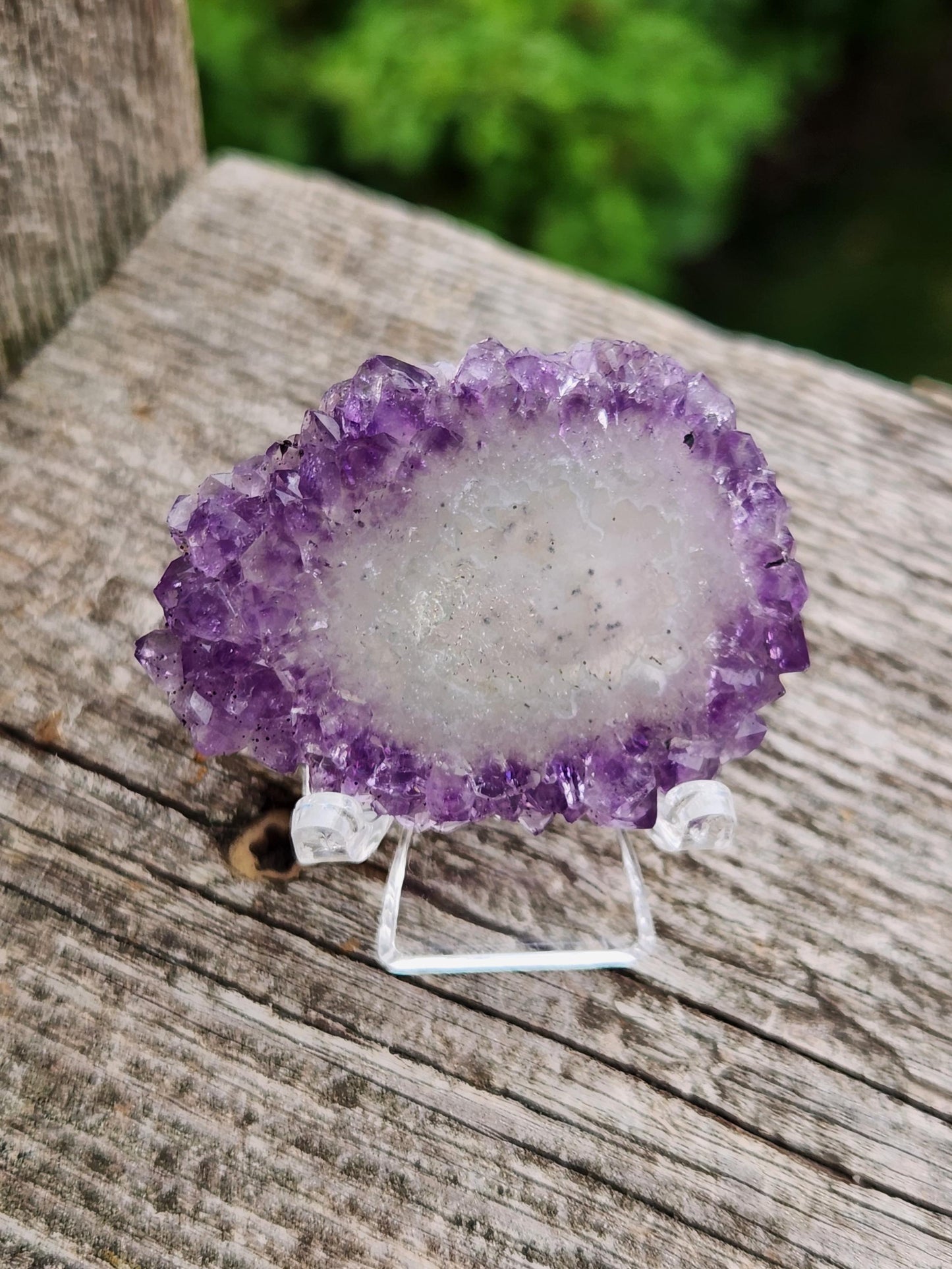 Purple Amethyst Slice Crystal Specimen with Stand, Medium
