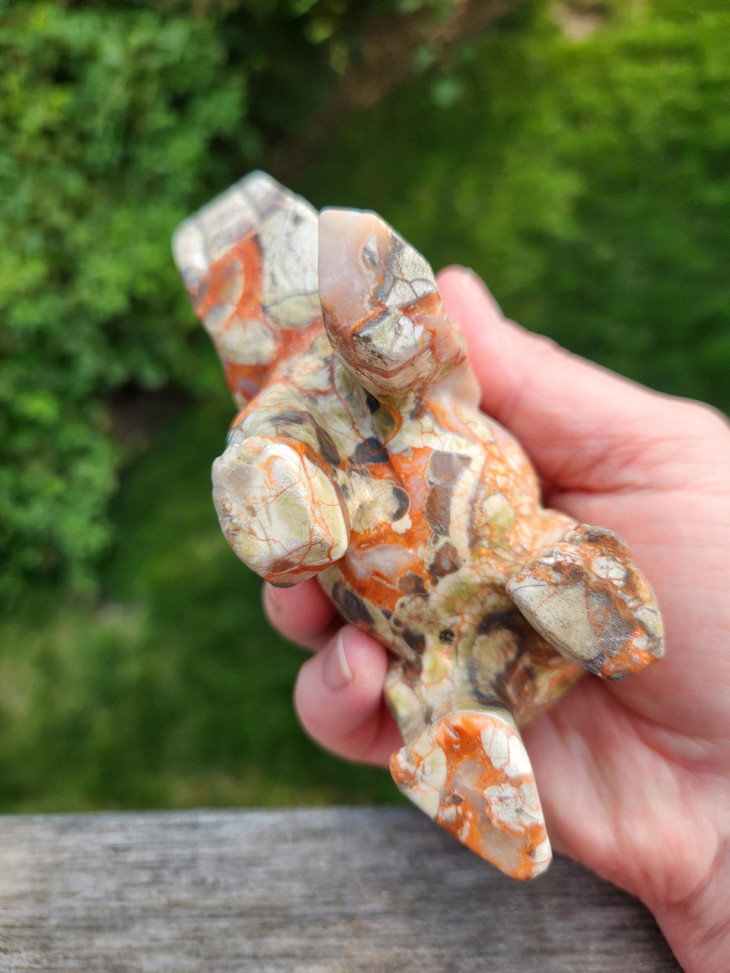 Carved Money Agate Elephant: High Polished Crystal Stone